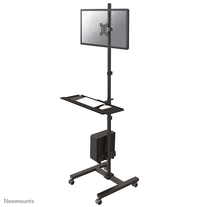 Neomounts FPMA-MOBILE1700 ass eng verréckelbar Aarbechtsplaz fir e Monitor (max. 32 inch/81 cm), PC, Tastatur an Maus.