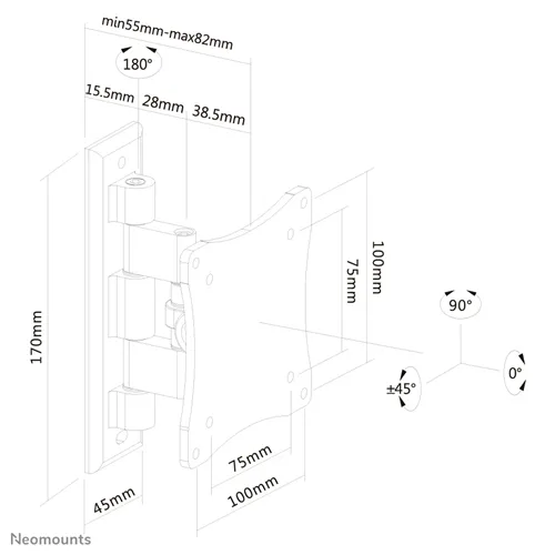 NewStar FPMA-W810 schwaarze TV-Bieg