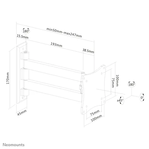 Neomounts FPMA-W820 sëlwerfaarweg TV-Bieg