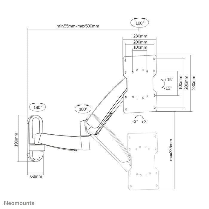 Neomounts FPMA-W950 ass eng Wandhalterung mat 3 Dréipunkten fir Flatscreens bis 40 inch (102 cm).