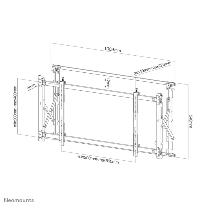 Neomounts LED-VW1750 schwaarz ass eng flaach Video-Wall-Wandhalterung fir Ekranen bis 55 inch (140 cm).