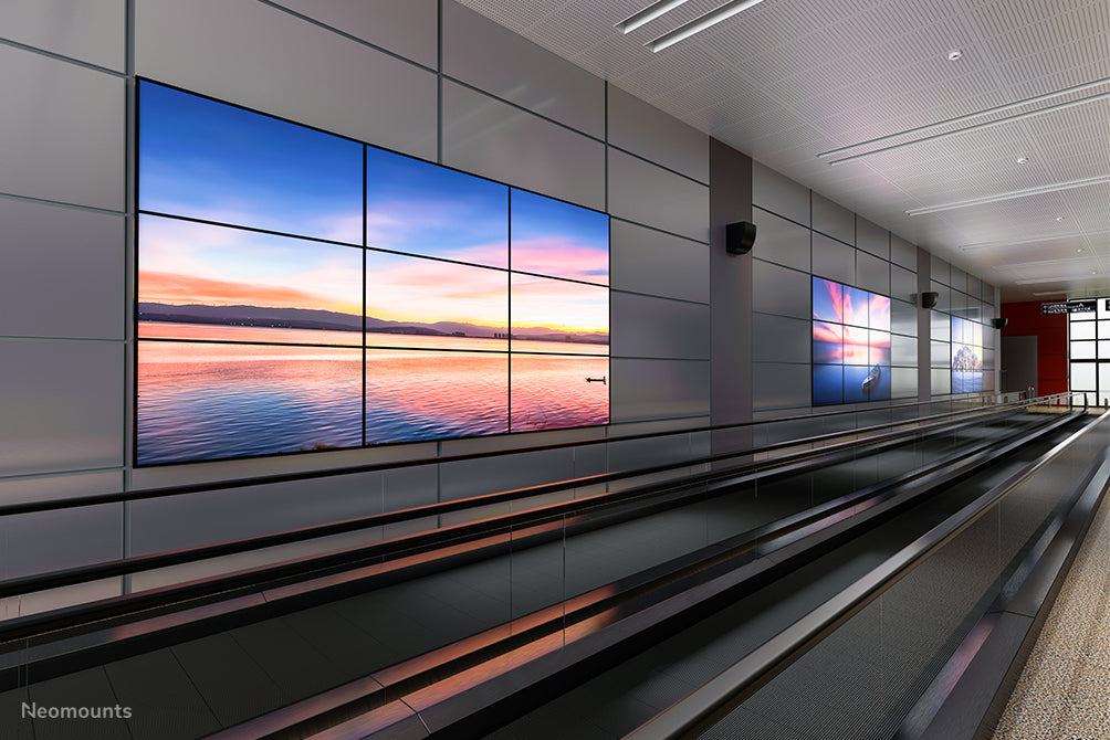 Neomounts LED-VW2500 schwaarz1 ass eng flaach Video-Wall-Wandhalterung fir Ekranen bis 75 inch (191 cm), fir horizontal an vertikal Montéierung - Schwaarz