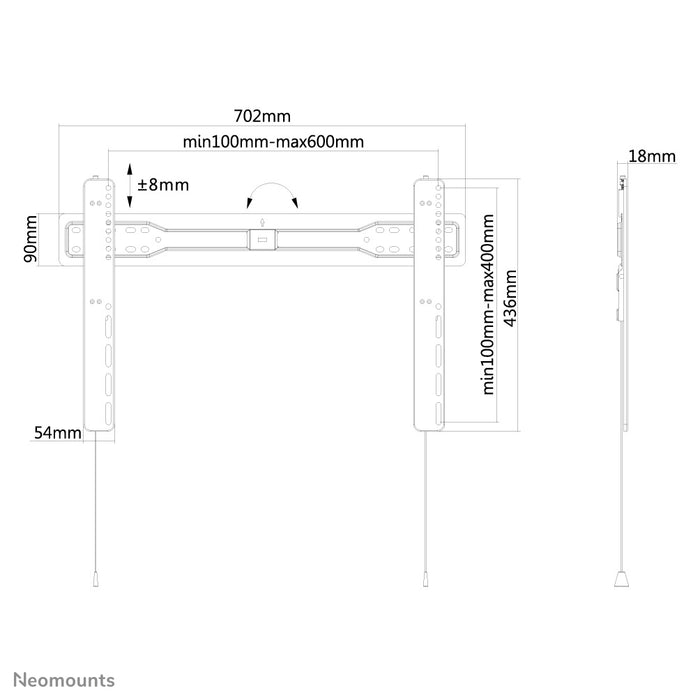 Neomounts LED-W600 schwaarz ass eng flaach Wandhalterung fir Flatscreens bis 75 inch.
