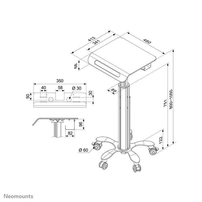 Neomounts MED-M050 ass eng verréckelbar Aarbechtsplaz fir Laptop.