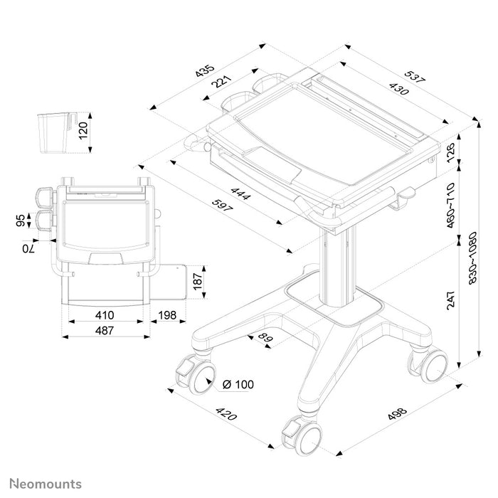 Neomounts MED-M200 ass eng verréckelbar Aarbechtsplaz fir Laptop, Tastatur a Maus.