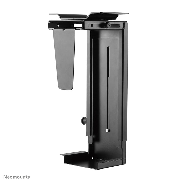 Neomounts NM-CPU100 schwaarz ass eng Halterung, mat där Dir e PC oder Thin Client un de Schreifdësch fixéiert.