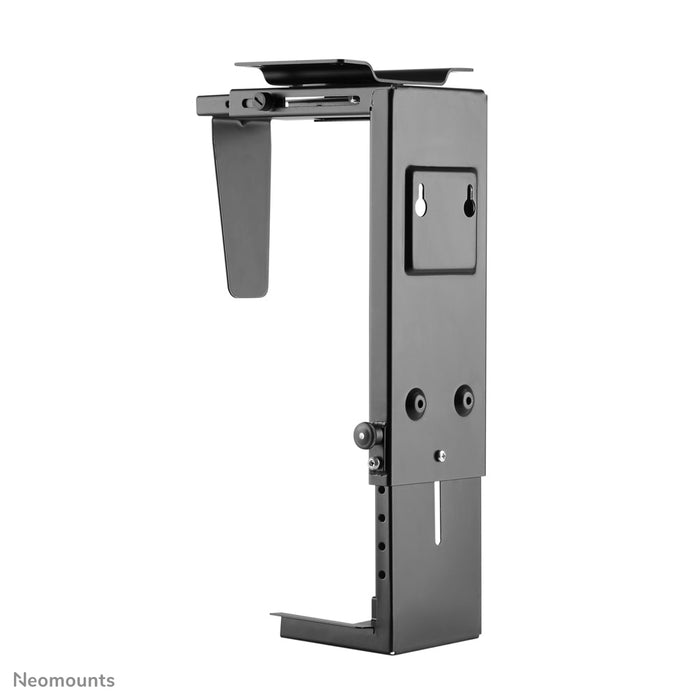 Neomounts NM-CPU100 schwaarz ass eng Halterung, mat där Dir e PC oder Thin Client un de Schreifdësch fixéiert.