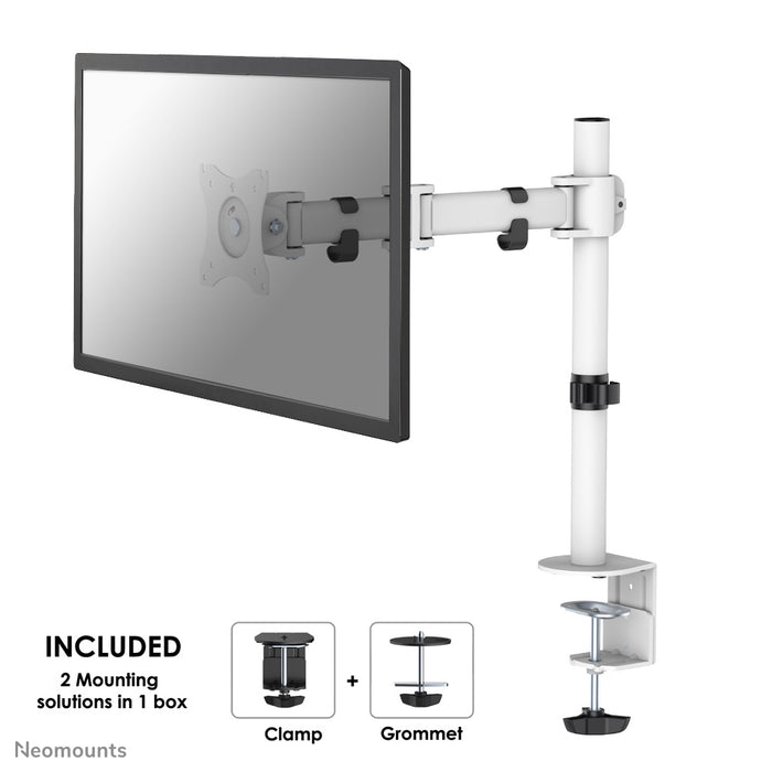 Neomounts NM-D135 wäiss ass eng Schreifdësch-Halterung mat 3 Dréi-Punkten fir Flatscreens bis 30 inch (76 cm).