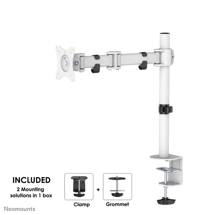 Neomounts NM-D135 wäiss ass eng Schreifdësch-Halterung mat 3 Dréi-Punkten fir Flatscreens bis 30 inch (76 cm).