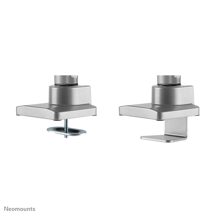 Neomounts NM-D775 sëlwerPLUS ass eng gasgefiedert Schreifdësch-Halterung fir Curved Monitore bis 49 inch (124 cm) - Sëlwer