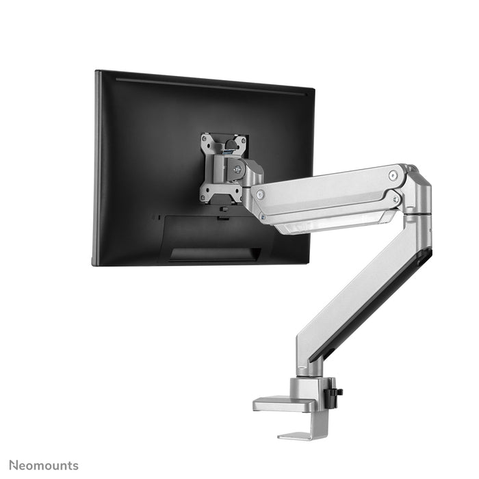 Neomounts NM-D775 sëlwer ass eng gasgefiedert Schreifdësch-Halterung fir Flatscreens bis 32 inch (81 cm) - Sëlwer