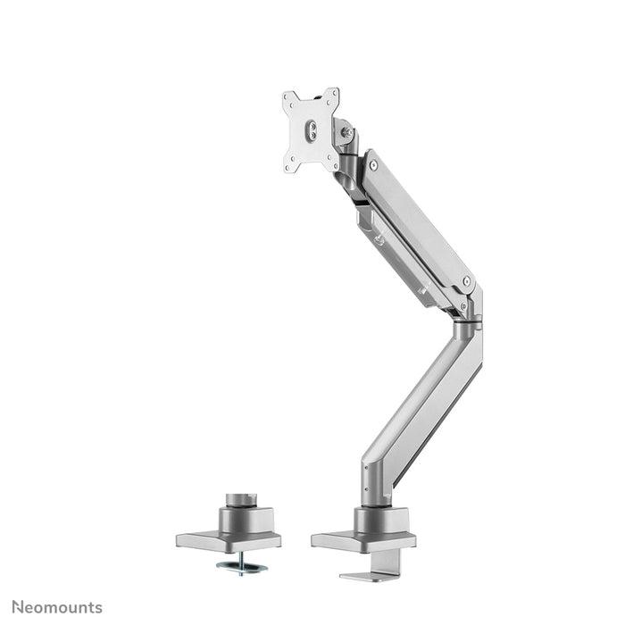 Neomounts NM-D775 sëlwer ass eng gasgefiedert Schreifdësch-Halterung fir Flatscreens bis 32 inch (81 cm) - Sëlwer