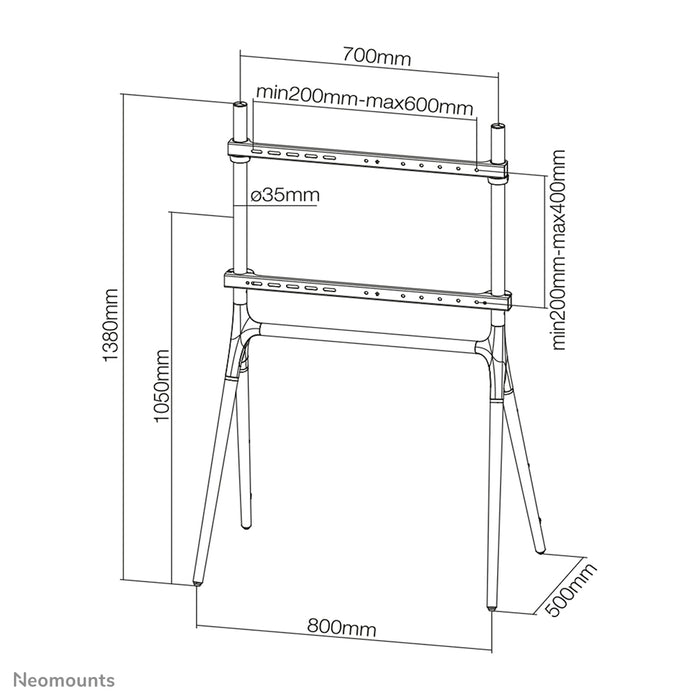 Neomounts NM-M1000 schwaarz ass e Miwwel fir Flat-Screens bis 70 inch (178 cm).