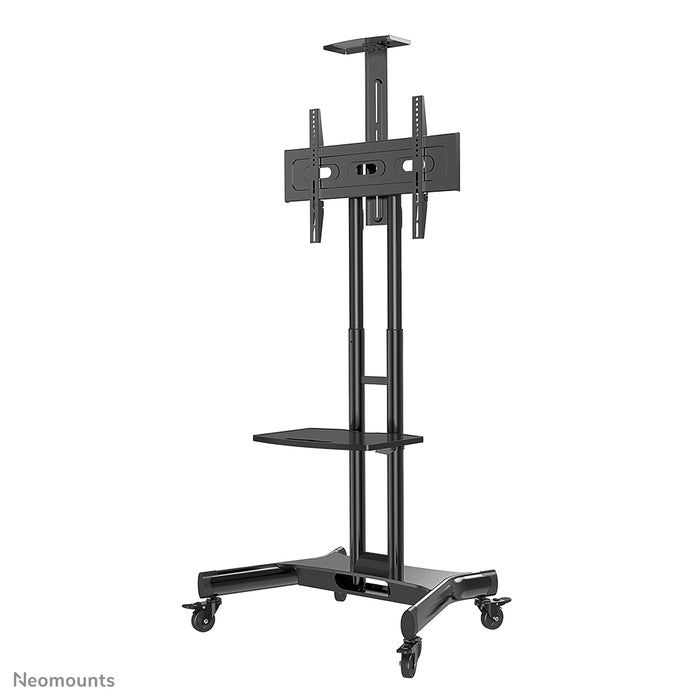 Neomounts NM-M1700 schwaarz ass e verréckelbare Miwwel fir Flat-Screens bis 75 inch (191 cm). Inklusiv Laptop-Plateau - Schwaarz
