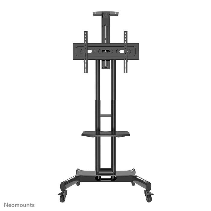 Neomounts NM-M1700 schwaarz ass e verréckelbare Miwwel fir Flat-Screens bis 75 inch (191 cm). Inklusiv Laptop-Plateau - Schwaarz