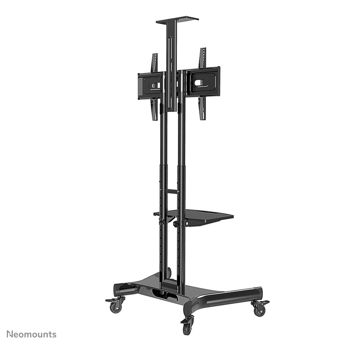 Neomounts NM-M1700 schwaarz ass e verréckelbare Miwwel fir Flat-Screens bis 75 inch (191 cm). Inklusiv Laptop-Plateau - Schwaarz