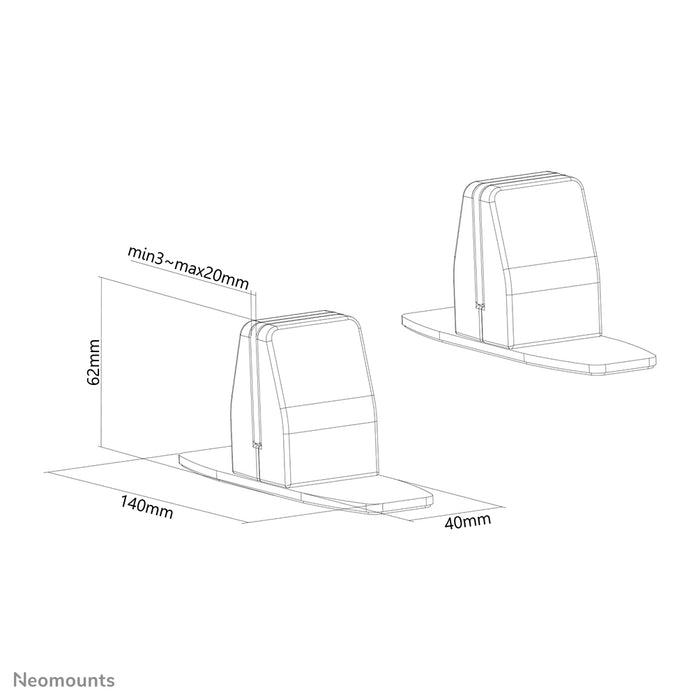 Neomounts Schreifklemmen-Set mat Dëschfouss - Schwaarz