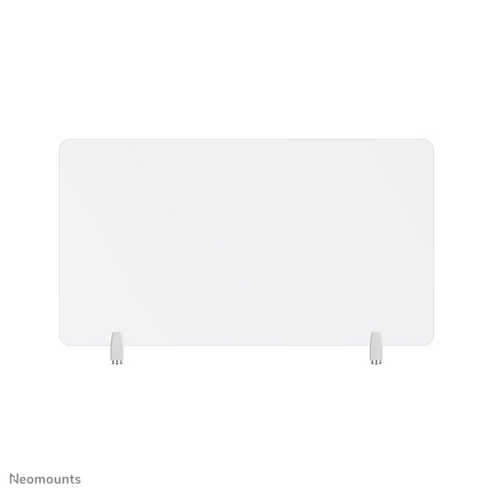 Neomounts NS-GLSPROTECT120 ass eng nohalteg Glas-Scherm vu 120 cm, déi Ofstandsprotectioun op der Aarbechtsplaz bitt - gehärt, transparent Glas, 100% recycléierbar
