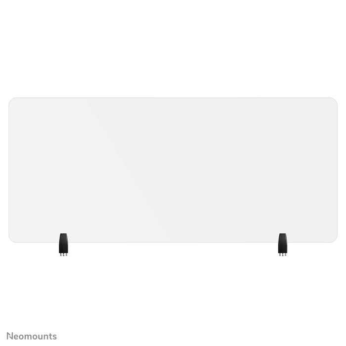 Neomounts NS-GLSPROTECT160 ass eng nohalteg Glas-Scherm vu 158 cm, déi Ofstandsprotectioun op der Aarbechtsplaz bitt - gehärt, transparent Glas, 100% recycléierbar