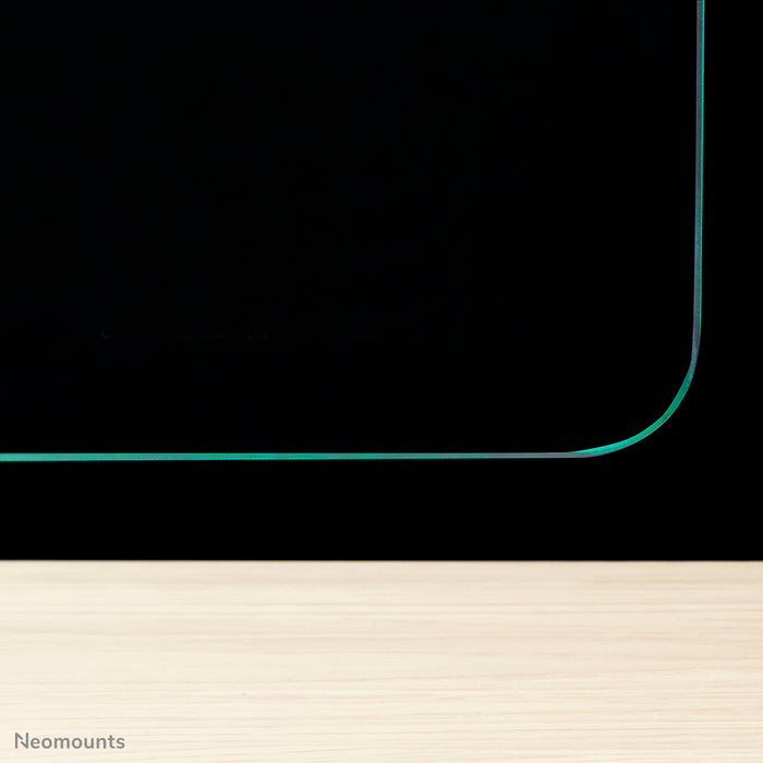 Neomounts NS-GLSPROTECT140 ass eng nohalteg Glas-Scherm vu 138 cm, déi Ofstandsprotectioun op der Aarbechtsplaz bitt - gehärt, transparent Glas, 100% recycléierbar