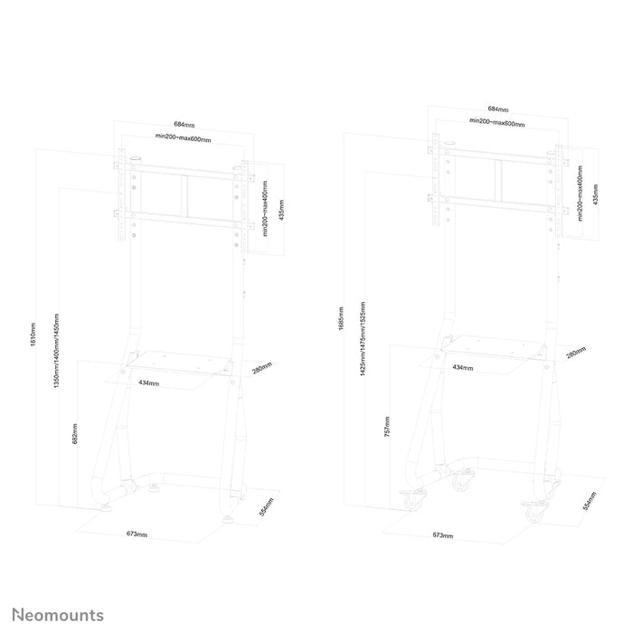 Neomounts NS-M3600black ass e verréckelbare Miwwel fir Flat-Screens bis 80 inch (203 cm).