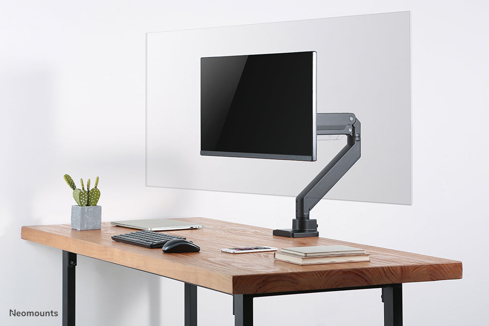 Neomounts NS-PLXPROTECT1 ass eng transparent Schutzscheif fir 1 Flat-Screen a bitt Ofstandsschutz um Aarbechtsplaz- Transparent Acrylaat, 100% recycléierbar | PLXPROTECT ass als EU-Design-Patent registréiert |