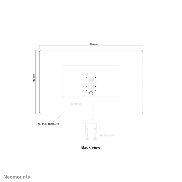 Neomounts NS-PLXPROTECT1 ass eng transparent Schutzscheif fir 1 Flat-Screen a bitt Ofstandsschutz um Aarbechtsplaz- Transparent Acrylaat, 100% recycléierbar | PLXPROTECT ass als EU-Design-Patent registréiert |