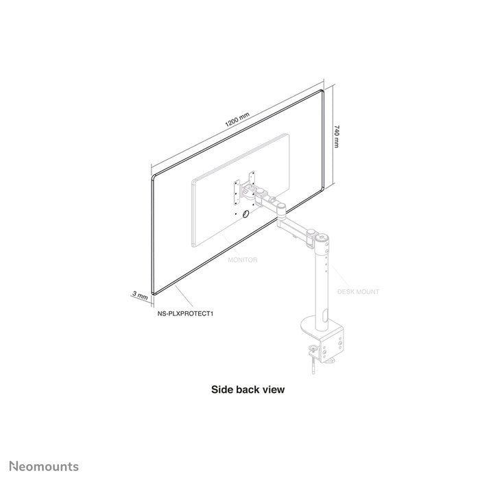 Neomounts NS-PLXPROTECT1 ass eng transparent Schutzscheif fir 1 Flat-Screen a bitt Ofstandsschutz um Aarbechtsplaz- Transparent Acrylaat, 100% recycléierbar | PLXPROTECT ass als EU-Design-Patent registréiert |