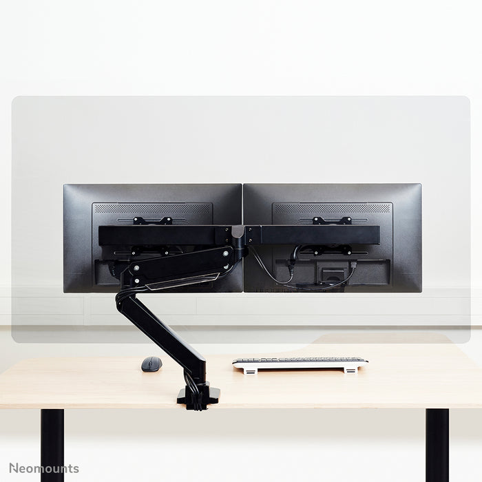 Neomounts NS-PLXPROTECT2 ass eng transparent Schutzscheif fir 2 Flat-Screens a bitt Ofstandsschutz um Aarbechtsplaz - Transparent Acrylaat, 100% recycléierbar | PLXPROTECT ass als EU-Design-Patent registréiert |