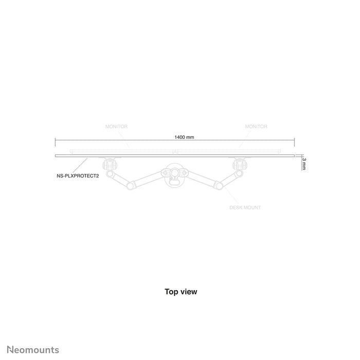 Neomounts NS-PLXPROTECT2 ass eng transparent Schutzscheif fir 2 Flat-Screens a bitt Ofstandsschutz um Aarbechtsplaz - Transparent Acrylaat, 100% recycléierbar | PLXPROTECT ass als EU-Design-Patent registréiert |
