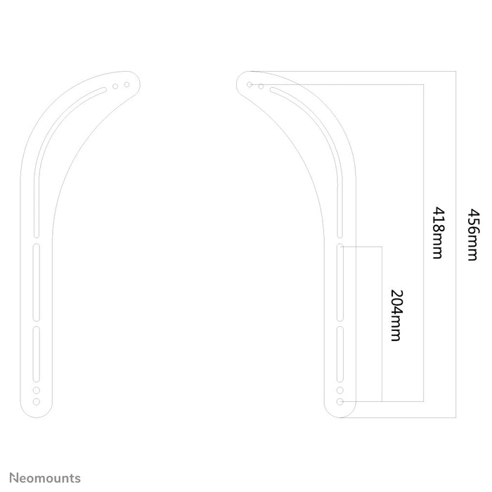 Neomounts Soundbar-Halterung, Modell NS-SB100, ass ideal fir eng Soundbar ënner Flat-Screen-TVen ze montéieren.