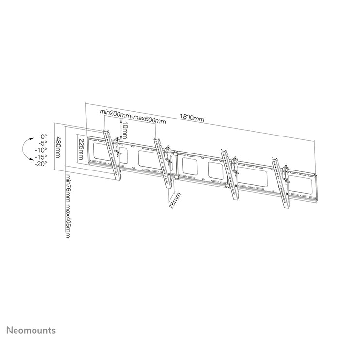 Neomounts NS-WMB200 schwaarz ass eng Menu-Board-Wandstëtzt fir Ekranen bis 52 inch (132 cm).