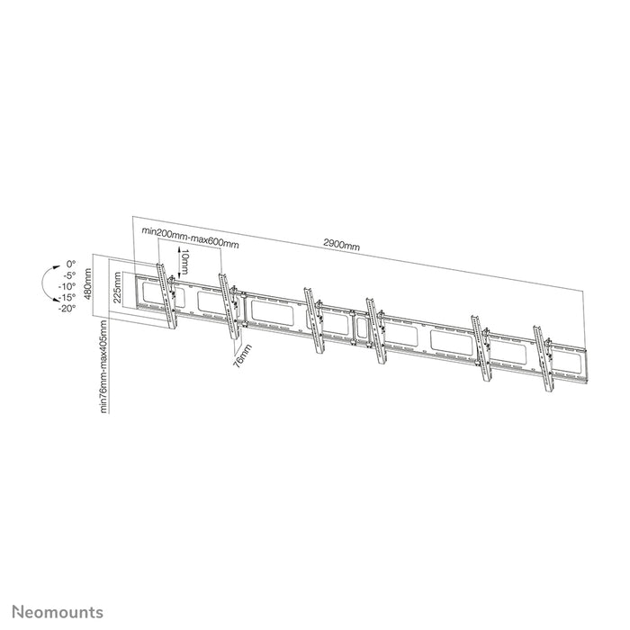 Neomounts NS-WMB300 schwaarz ass eng Menu-Board-Wandstëtzt fir Ekranen bis 52 inch (132 cm).
