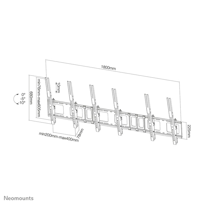 Neomounts NS-WMB300P schwaarz ass eng Menu-Board-Wandstëtzt fir déi vertikal Montéierung vun Ekranen bis 52 inch (132 cm).