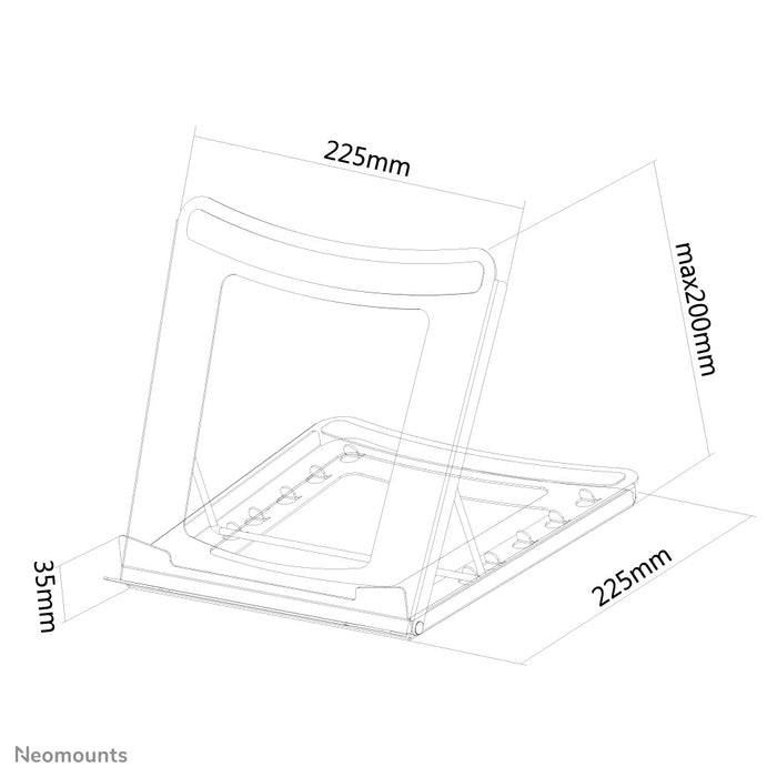Neomounts NSLS075 schwaarz ass e Büro-Stänner fir e Notebook - Schwaarz