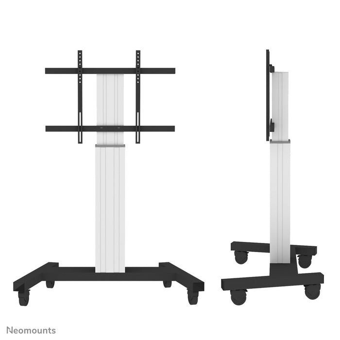 Neomounts PLASMA-M2250 sëlwer ass eng elektresch héichtverstellbar Trolley fir Flat-Screens t/m 100 inch.