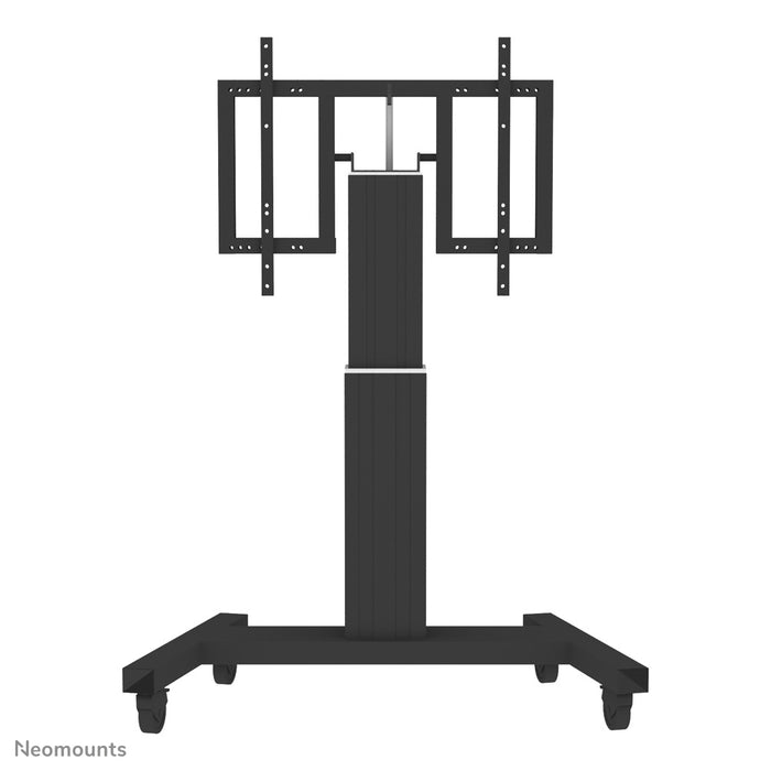 Neomounts PLASMA-M2500T schwaarz ass eng elektresch héichtverstellbar Trolley mat 90 Grad Kippfunktioun fir Flat-Screens t/m 100 inch.
