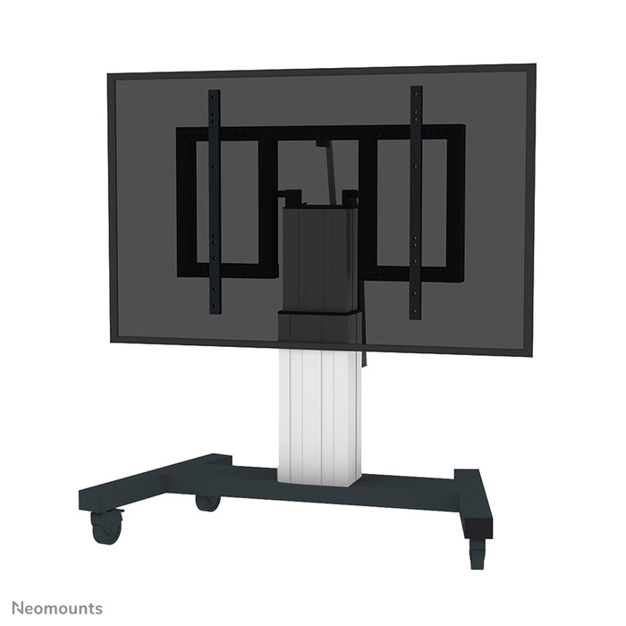Neomounts PLASMA-M2550T sëlwer ass eng elektresch héichtverstellbar an kipps astellbar Trolley fir Flat-Screens t/m 100 inch (254 cm).