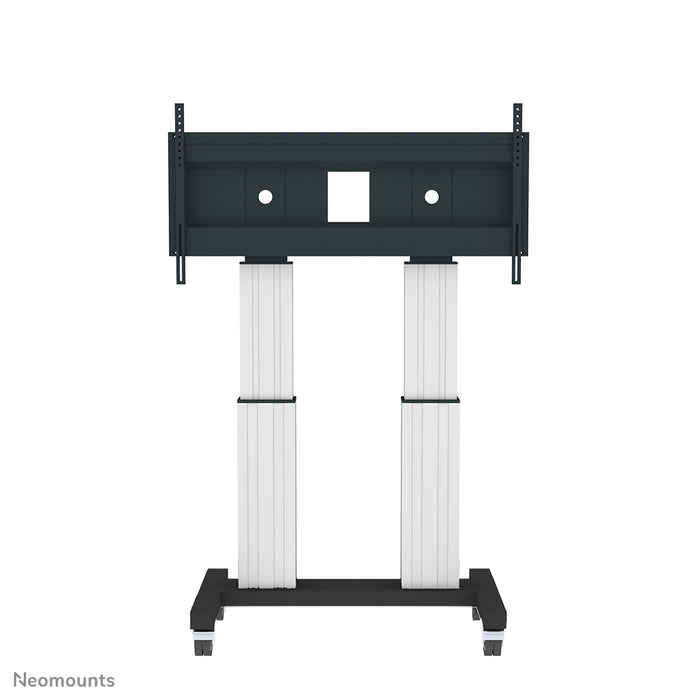 Neomounts PLASMA-M2600 sëlwer ass eng elektresch héichtverstellbar Trolley fir Flat-Screens t/m 120 inch (305 cm).