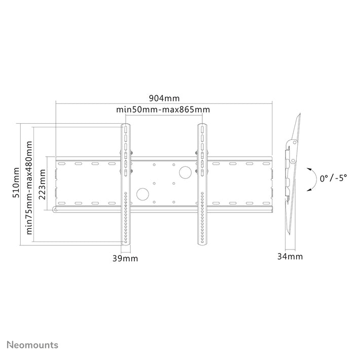 Neomounts PLASMA-W100 schwaarz ass eng flaach Wandstëtzt fir Flat-Screens bis 85 inch (216 cm).