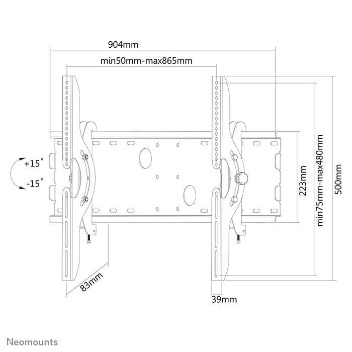 Neomounts PLASMA-W200 schwaarz ass eng kipbar Wandstëtzt fir Flat-Screens bis 85 inch (216 cm).