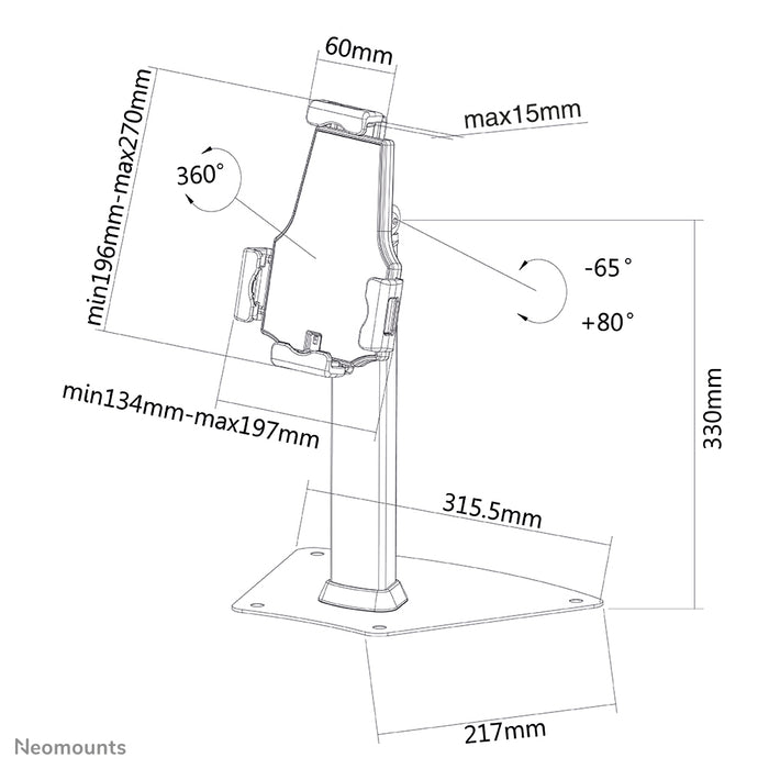 Neomounts Tablet-Stëtzt TABLET-D150SILVER fir déi meescht 7.9 inch-10.5 inch Tablets, ofséchermbar - Sëlwer