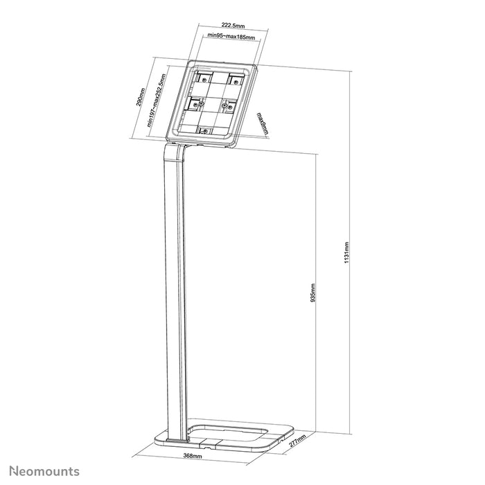 Neomounts diebstallbestänneg Tablet-Buedemstëtzt TABLET-S100 sëlwer fir déi meescht 9.7-10.1 Tablets - Sëlwer