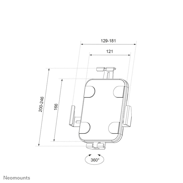 Neomounts WL15-625BL1 dréibar Wand-Tablethalter fir 7,9-11 inch Tablets - Schwaarz