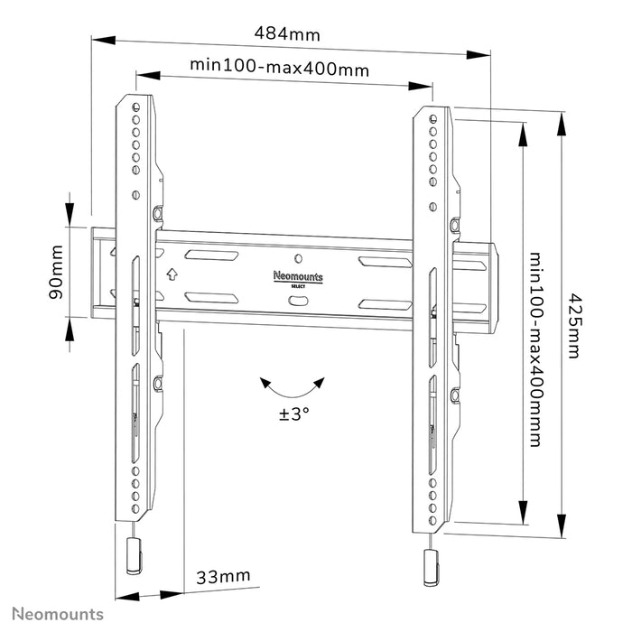 Neomounts WL30S-850BL14 flaache Wandhalterung fir 32-65 inch Bildschirmer - Schwaarz