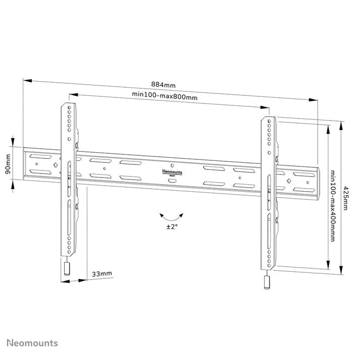 Neomounts WL30S-850BL18 flaache Wandhalterung fir 43-86 inch Bildschirmer - Schwaarz