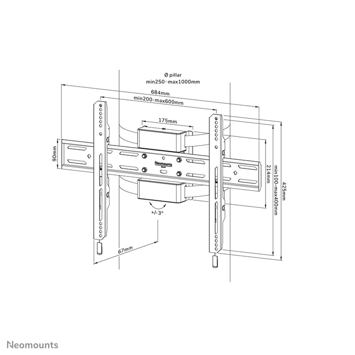Neomounts WL30S-910BL16 flaach Pilierhalterung fir 40-75 inch Bildschirmer - Schwaarz