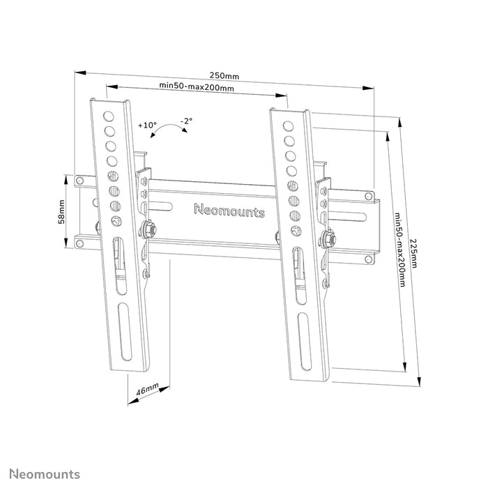 Neomounts WL35-350BL12 kippsbar Wandhalterung fir 24-55 inch Bildschirmer - Schwaarz