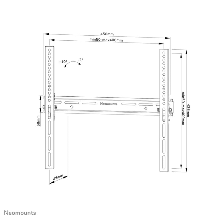 Neomounts WL35-350BL14 kippsbar Wandhalterung fir 32-65 inch Bildschirmer - Schwaarz