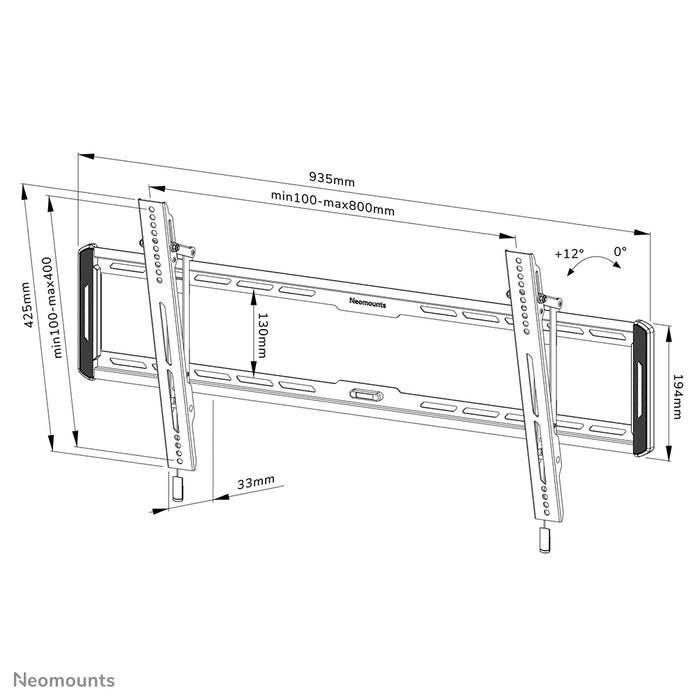 Neomounts WL35-550BL18 kippsbar Wandhalterung fir 43-86 inch Bildschirmer - Schwaarz